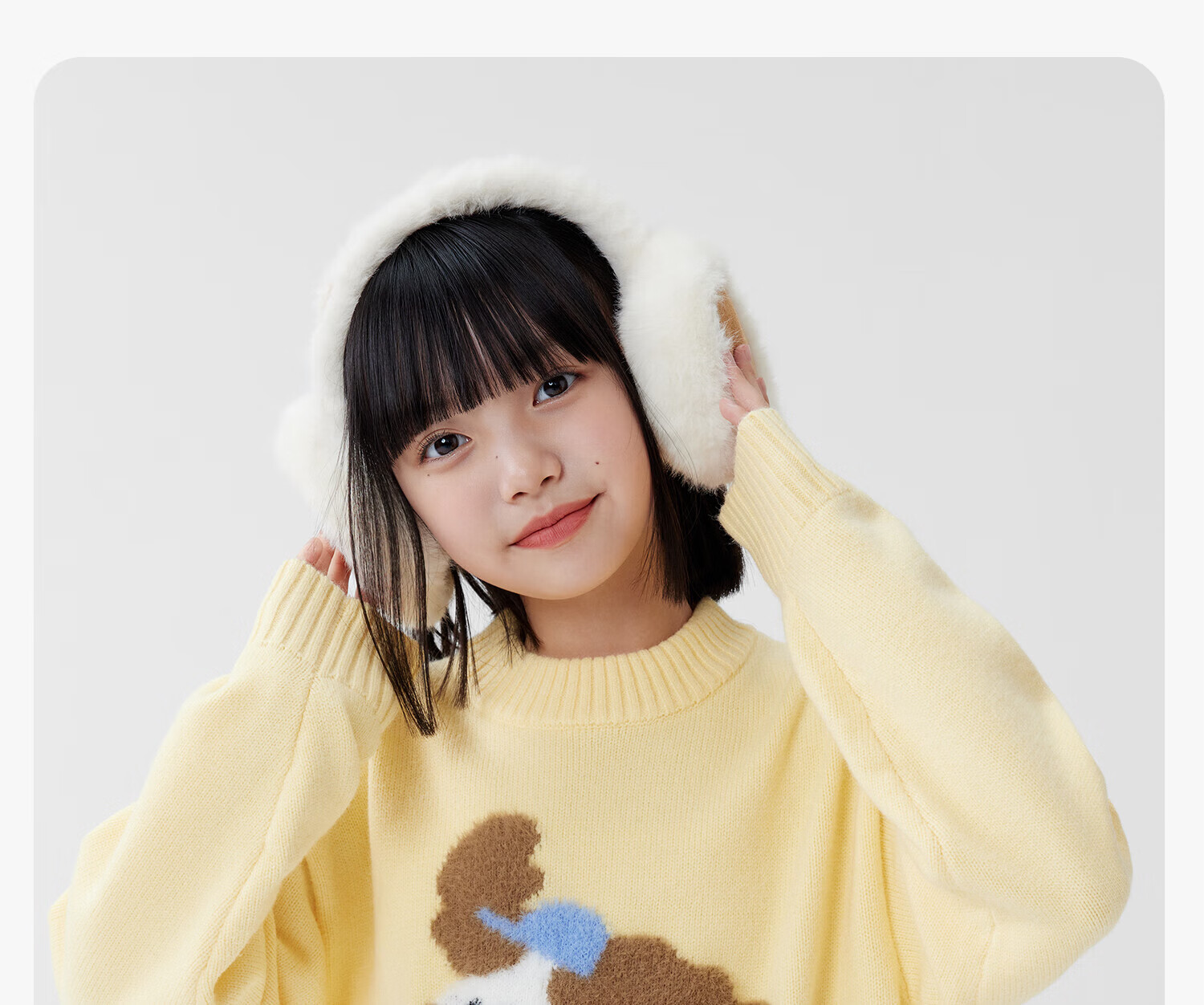 Zuo Xi Girls' Sweater Autumn Winter 2025 New Plush Inner Wear Cute Pet Children's Knitwear Trendy Light Yellow 160 8